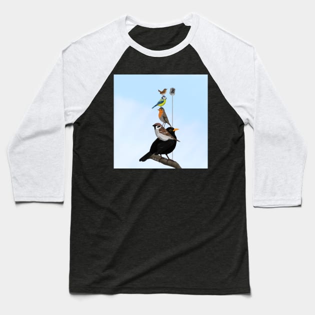 The Backyard Birds Bird Illustration Baseball T-Shirt by jzbirds